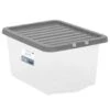 B&M Clear Storage Box With Lid 30L - Grey -Home Accessories Shop 258020 30l storage box with lid grey 2
