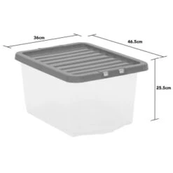 B&M Clear Storage Box With Lid 30L - Grey -Home Accessories Shop 258020 30l storage box with lid grey 3