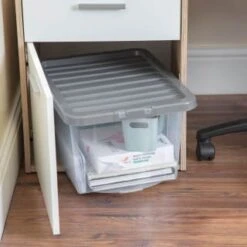 B&M Clear Storage Box With Lid 30L - Grey -Home Accessories Shop 258020 30l storage box with lid grey 5