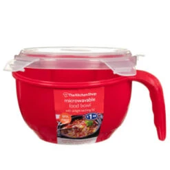B&M Microwavable Food Bowl With Handle -Home Accessories Shop 304743 Microwavable Food Bowl with Handle red1