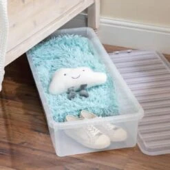 B&M Underbed Storage Box With Lid 55L - Clear -Home Accessories Shop 307321 55l under bed storage box with lid 4
