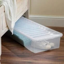 B&M Underbed Storage Box With Lid 55L - Clear -Home Accessories Shop 307321 55l under bed storage box with lid 5