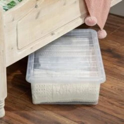 B&M Underbed Clear Storage Box With Lid 32L - Clear -Home Accessories Shop 314173 32l underbed storage box with lid clear 4