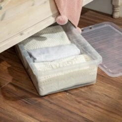 B&M Underbed Clear Storage Box With Lid 32L - Clear -Home Accessories Shop 314173 32l underbed storage box with lid clear 5