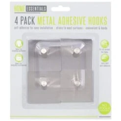 B&M Metal Adhesive Hooks 4pk - Square -Home Accessories Shop 332165 metal hooks 4pk square