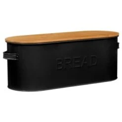 B&M The Organised Kitchen Bread Bin - Black -Home Accessories Shop 334654 russell hobbs oval bread bin with wooden lid grey 51