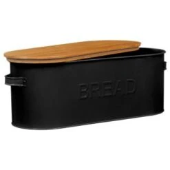 B&M The Organised Kitchen Bread Bin - Black -Home Accessories Shop 334654 russell hobbs oval bread bin with wooden lid grey 71