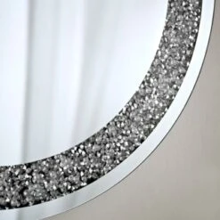 B&M Round Crushed Jewel Mirror - Silver -Home Accessories Shop 338019 round crushed jewel mirror 2