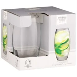 B&M Curved Hiball Glasses 4pk -Home Accessories Shop 338803 set of 4 highball tumblers