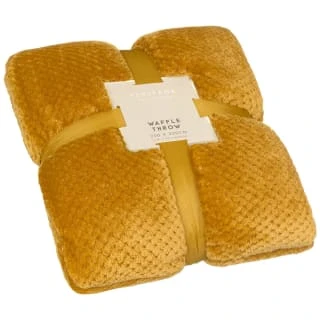 B&M Oversized Waffle Throw - Ochre 3 B&M Oversized Waffle Throw - Ochre