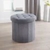 B&M Round Storage Ottoman - Grey -Home Accessories Shop 345786 round grey ottoman