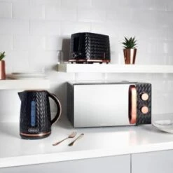 Goodmans Textured 2 Slice Toaster - Black & Rose Gold -Home Accessories Shop 354906 358961 355248 goodmans black and rose gold textured breakfast set lifestyle 1