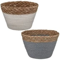 B&M Mini Cotton Wicker Basket - Grey -Home Accessories Shop 355715 374370 mini straw and cotton rope string basket group 1