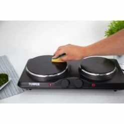 Tower Stainless Steel Double Hot Plate -Home Accessories Shop 357203 tower twin hot plate