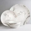 B&M White Marble Effect Dinner Set 12pc -Home Accessories Shop 357251 marble dinner set 12pk