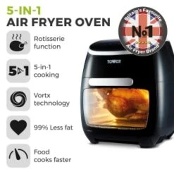 Tower 5-in-1 Air Fryer Oven 11L -Home Accessories Shop 357961 tower 5 in 1 air fryer oven 11l 12