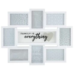 B&M Multi Aperture Photo Frame 8pc - Family Is Everything -Home Accessories Shop 362635 8 aperture quote frame family is everything white