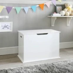 Home Accessories Shop -Home Accessories Shop 363377 mobel wooden white toy box storage with lid 2