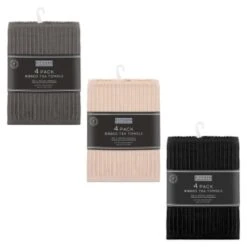 B&M Ribbed Tea Towels 4pk - Black -Home Accessories Shop 364862 364824 364863 4pk ribbed tea towels group