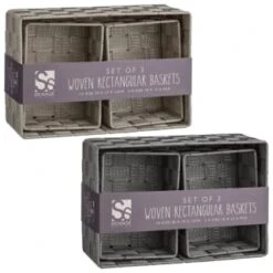B&M Woven Storage Baskets 3pk - Silver -Home Accessories Shop 365979 365978 3pk woven baskets group