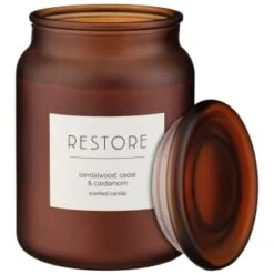 B&M Large Spa Scented Candle - Amber - Restore -Home Accessories Shop 368679 large spa candle restore 3