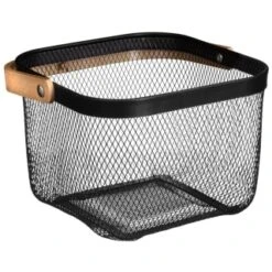 B&M Mesh Storage Basket With Bamboo Handle -Home Accessories Shop 369475 mesh storage basket with bamboo handle 2