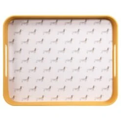 B&M Sausage Dog Bamboo Tray With Handles - Ochre -Home Accessories Shop 369483 sausage dog printed bamboo tray with handles ochre 2