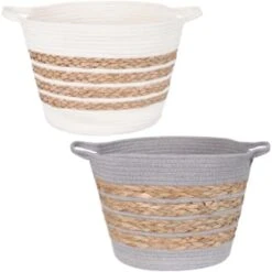 Striped Basket - Grey -Home Accessories Shop 374402 383102 stripe basket main