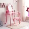 B&M Amelia Vanity Set With Stool & Mirror -Home Accessories Shop 375844 amelia vanity set pink