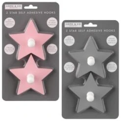 B&M Star Shaped Self Adhesive Hooks 2pk - Blush -Home Accessories Shop 376159 2pk star shaped self adhesive hooks group