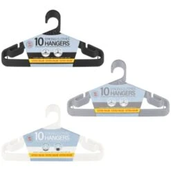 B&M Jumbo Hangers 10pk - Grey -Home Accessories Shop 376555 376556 376557 10pk strong clothes hangers main 1