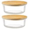 B&M Round Glass Food Containers With Bamboo Lid 2pk -Home Accessories Shop 376822 2 round glass food containers 2