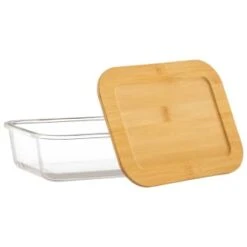 B&M Rectangular Glass Food Containers With Bamboo Lids 2pk -Home Accessories Shop 376824 2pk regular glass food containers