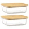 B&M Rectangular Glass Food Containers With Bamboo Lids 2pk 2 B&M Rectangular Glass Food Containers With Bamboo Lids 2pk -Home Accessories Shop 376824 2pk regular glass food containers 4