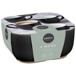 Simply Everyday Gloss Mugs 4pk - Black -Home Accessories Shop 380121 4pk simply everyday mugs black 2