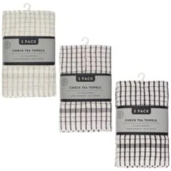 B&M Check Tea Towels - Sage 3pk -Home Accessories Shop 380305 380307 380309 3pk check tea towels main 1