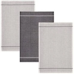 B&M Grey Check Tea Towels 3pk -Home Accessories Shop 380305 3pk check tea towels grey 2