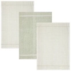 B&M Check Tea Towels - Sage 3pk -Home Accessories Shop 380309 3pk check tea towels sage 3