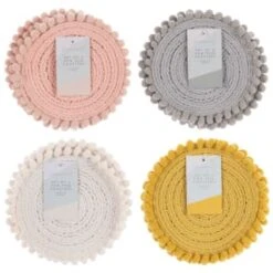 B&M Pom Pom Coasters - Grey 4pk -Home Accessories Shop 380383 380384 380492 380495 4pk harmony pom pom coasters