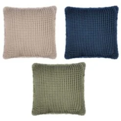 B&M Cotton Waffle Cushion - Green -Home Accessories Shop 380445 380640 380486 cotton waffle cushion main