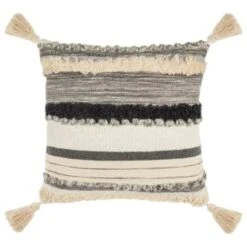 B&M Esme Stripe Woven Cushion - Mono