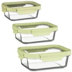 B&M Green Glass Food Container - Medium -Home Accessories Shop 380662 380663 380664 glass food container green medium