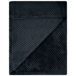B&M Waffle Fleece Throw - Black -Home Accessories Shop 383147 supersoft waffle fleece throw black 3