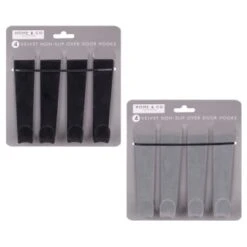 B&M Velvet Overdoor Hooks 4pk - Black -Home Accessories Shop 383665 4 velvet non slip over door hooks main
