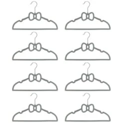 B&M Children's Non-Slip Hangers 8pk - Grey -Home Accessories Shop 383693 8pk childrens hangers grey bow