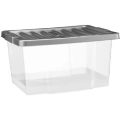 B&M Clear Storage Boxes With Lids 3pk 20L -Home Accessories Shop 384092 20l lidded box 3pk