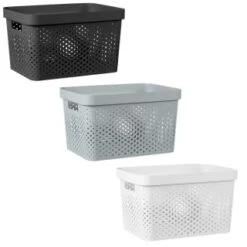 B&M Large Rectangular Spot Storage Basket - White -Home Accessories Shop 384183 384188 384198 rectangular large spot basket black 1