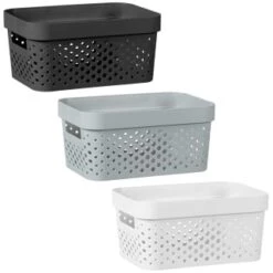 B&M Medium Rectangular Spot Storage Basket - White -Home Accessories Shop 384229 384230 384302 rectangular medium spot basket grey 1