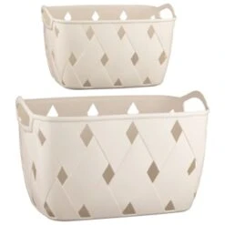 Diamond Embossed Cream Storage Basket - Large -Home Accessories Shop 384959 384968 diamond embossed storage basket cream group