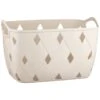 Diamond Embossed Cream Storage Basket - Large -Home Accessories Shop 384959 diamond embossed storage basket cream large